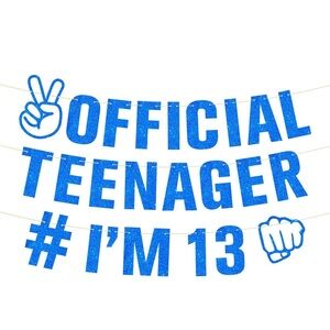 Official Teenager Banner - Blue Glitter